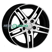 Литой диск LS Wheels LS281 6x14 5x100 ET 35 Dia 57.1 (чёрный глянцевый с полированной лицевой частью)