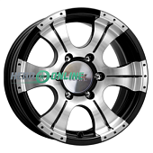 Литой диск КиК Байконур (КС465) 8x16 6x139.7 ET 20 Dia 108.5 (черный с полированной лицевой частью)