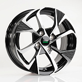 Литой диск Megami MGM-23 6x14 4x100 ET 35 Dia 73.1 (чёрный глянцевый с полированной лицевой частью)