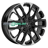 Литой диск Replay KI398 7.5x18 6x114.3 ET 46 Dia 67.1 (чёрный глянцевый с полированной лицевой частью)
