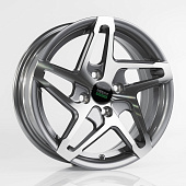 Литой диск Megami MGM-34 6x14 4x100 ET 35 Dia 73.1 (серый темный глянцевый полностью полированнный)