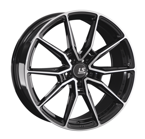 LS FlowForming RC58 9x20 5x112 ET 35 Dia 66.6 (чёрный глянцевый с полированной лицевой частью)