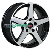 Литой диск Alcasta M62 6x15 5x100 ET 38 Dia 57.1 (чёрный глянцевый с полированной лицевой частью)