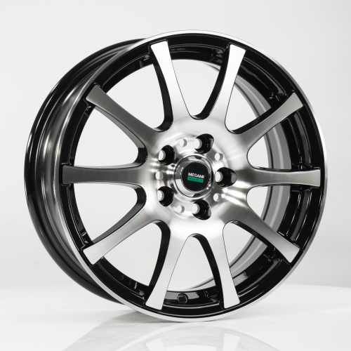 Megami MGM-2 5.5x14 4x100 ET 35 Dia 73.1 (чёрный глянцевый с полированной лицевой частью)