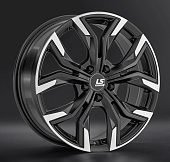 Литой диск LS FlowForming RC92 7.5x18 5x110 ET 45 Dia 63.3 (чёрный глянцевый с полированной лицевой частью)
