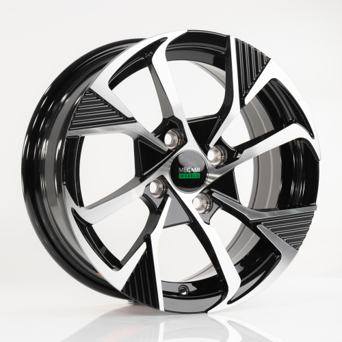 Megami MGM-23 6x14 4x100 ET 35 Dia 67.1 (чёрный глянцевый с полированной лицевой частью)