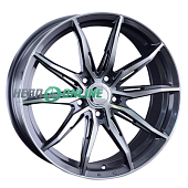 Литой диск LS Wheels LS1055 7x16 4x108 ET 32 Dia 65.1 (чёрный глянцевый с полированной лицевой частью)