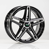 Литой диск Megami MGM-14 6x14 5x100 ET 35 Dia 57.1 (чёрный глянцевый с полированной лицевой частью)