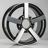 Литой диск Cross Street СR-25 6.5x16 5x139.7 ET 35 Dia 98.6 (чёрный глянцевый с полированной лицевой частью)