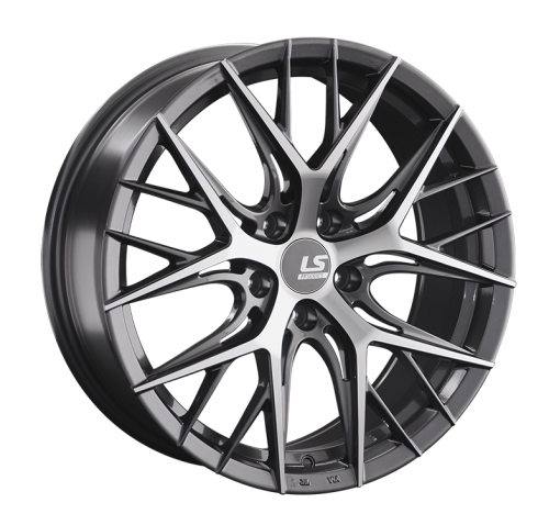 LS FlowForming RC57 8x18 5x112 ET 30 Dia 66.6 (чёрный глянцевый с полированной лицевой частью)