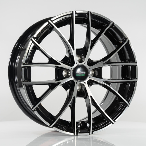 Megami MGM-28 6.5x15 4x100 ET 40 Dia 67.1 (чёрный глянцевый с полированной лицевой частью)