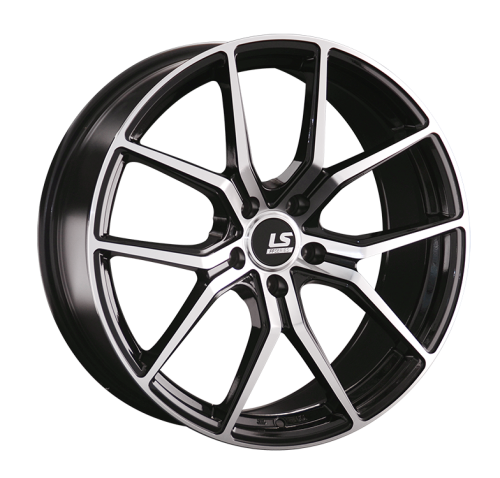 LS FlowForming RC47 8.5x19 5x112 ET 25 Dia 66.6 (чёрный глянцевый с полированной лицевой частью)